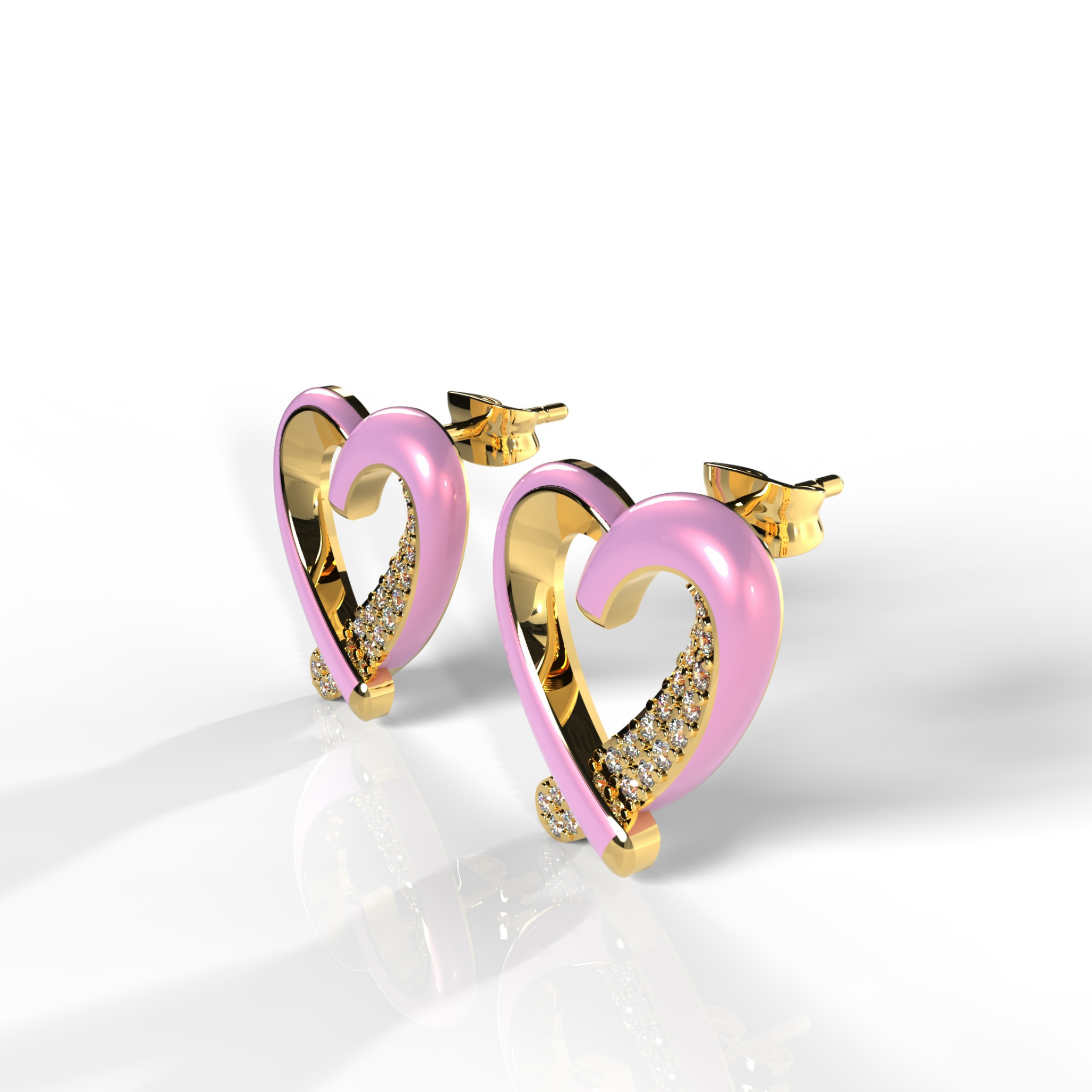Trendy Heart Shape Partywear Stud Earrings, Hallmarked 925 Sterling Silver